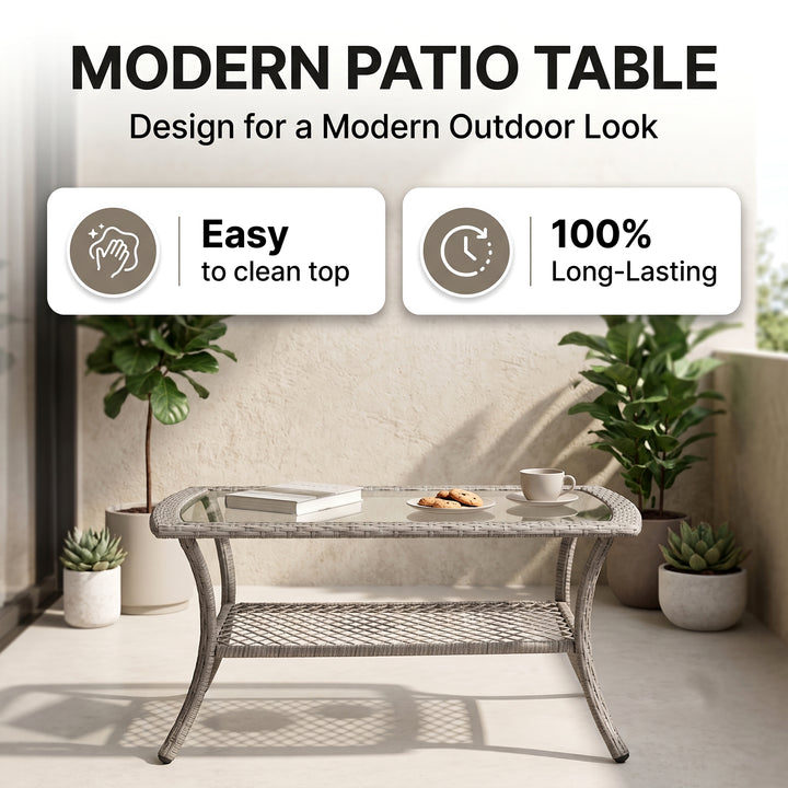 Meier Outdoor Sofa Set 2 Seater, 2 Single seater and 1 Center Table (Grey)