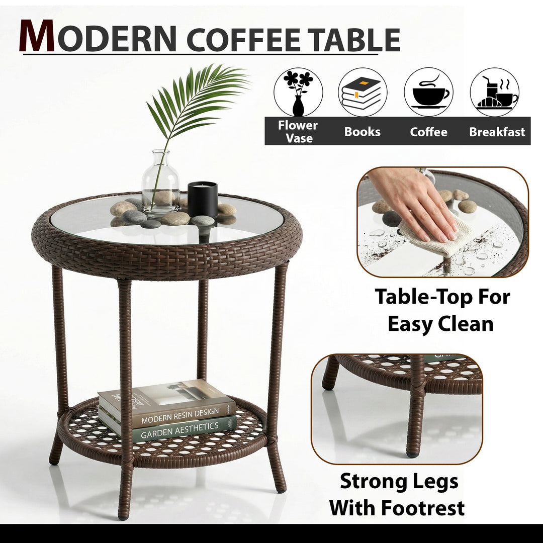 Riva Outdoor Patio Seating Set 2 Chairs and 1 Table Set (Brown)