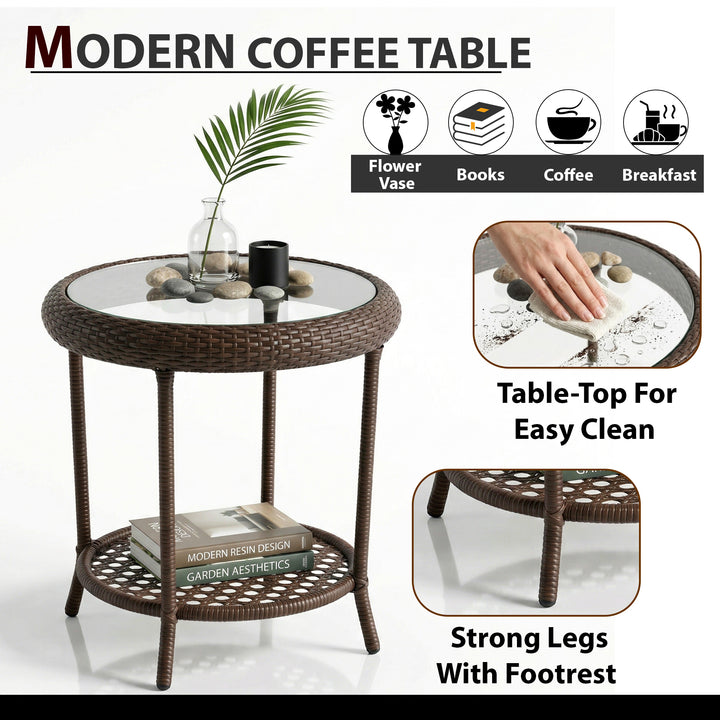 Riva Outdoor Patio Seating Set 2 Chairs and 1 Table Set (Brown)