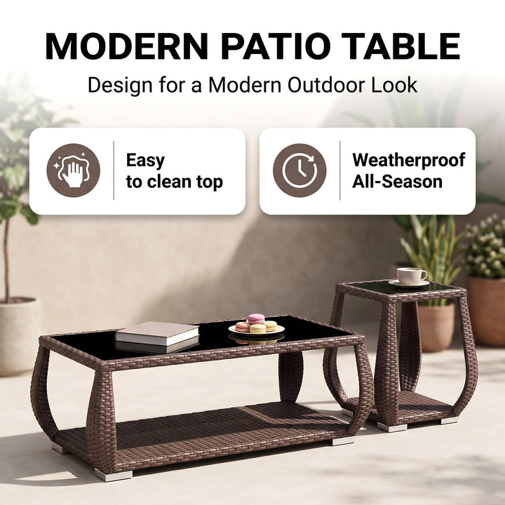Gabriella Outdoor Sofa Set 2 Seater , 2 Single seater , 2 Side table and 1 Center Table (Brown)