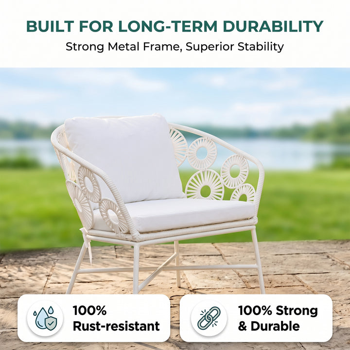 Alban Outdoor Garden Balcony Single Seater Sofa (White)