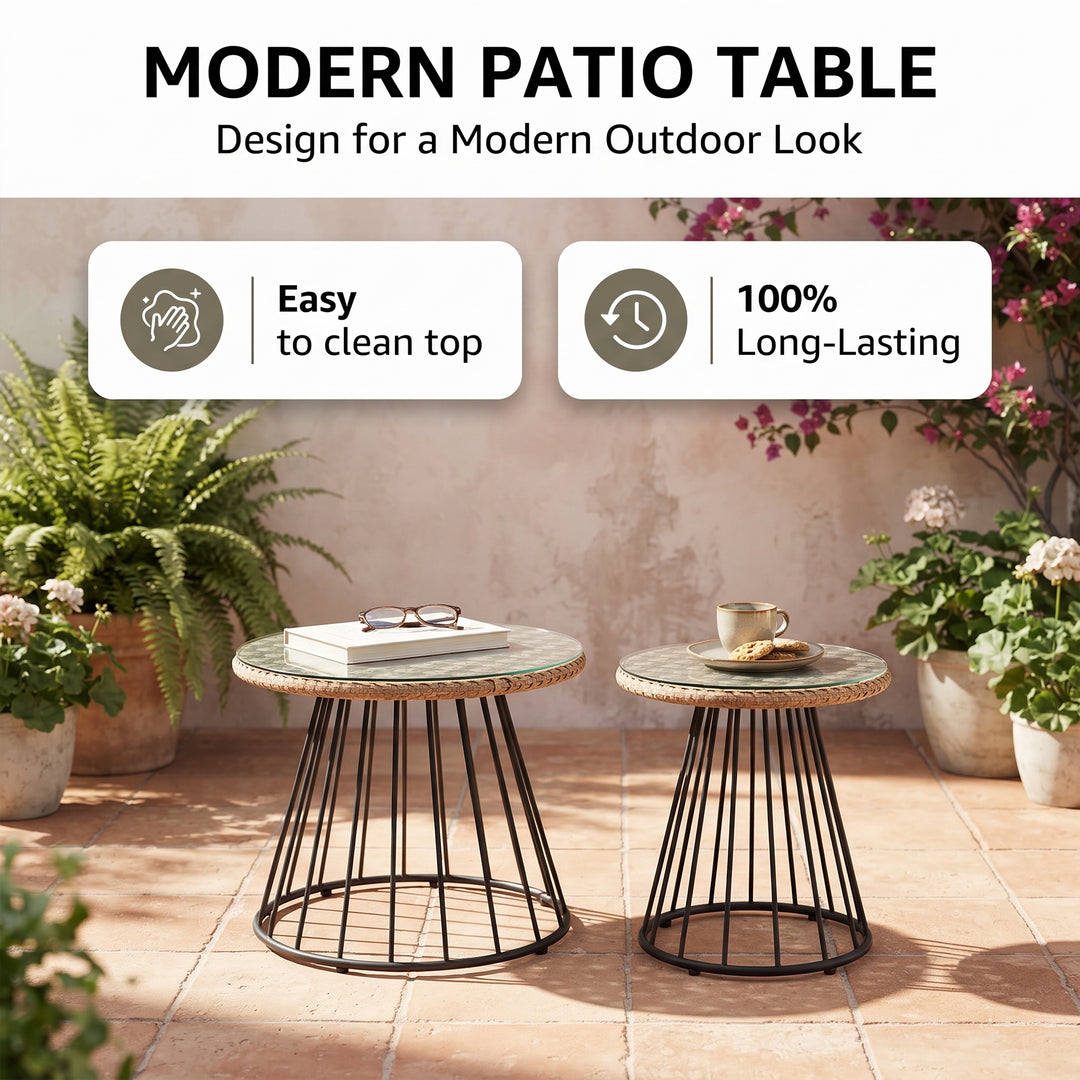 Meta Outdoor Garden Balcony Sofa Set 2 Seater , 2 Single seater , 1 side table and 1 Center Table  Set (Honey + Grey)