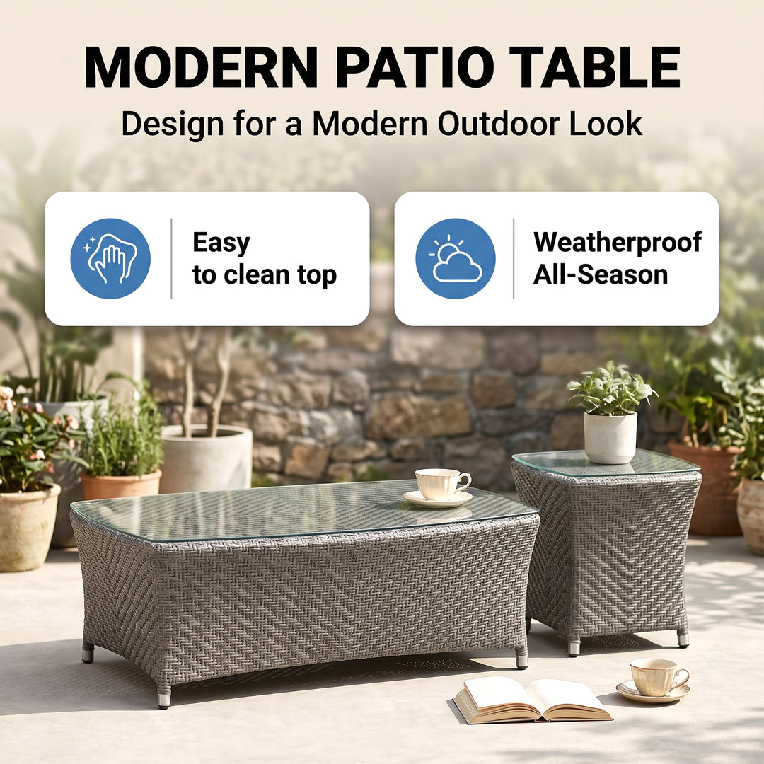 María Outdoor Sofa Set 2 Seater , 2 Single seater and 1 Center Table (Grey)