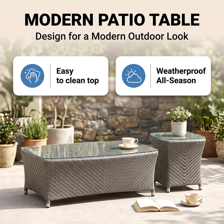 María Outdoor Sofa Set 2 Seater , 2 Single seater and 1 Center Table (Grey)