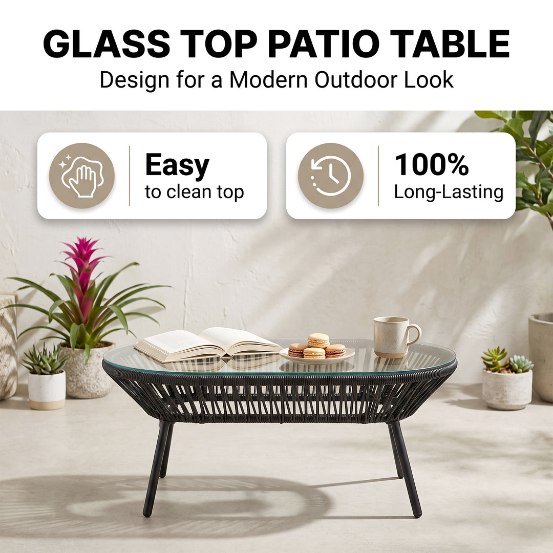 Amedea Outdoor Sofa Set 2 Seater , 2 Single seater and 1 Center Table (Black + White)