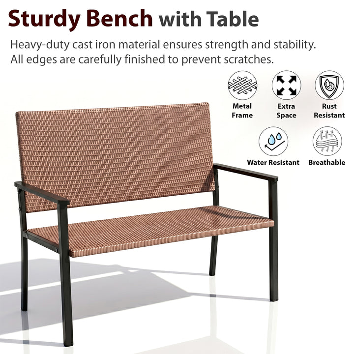 Gemma Wicker 2 Seater Garden Bench for Outdoor Park - (Honey)