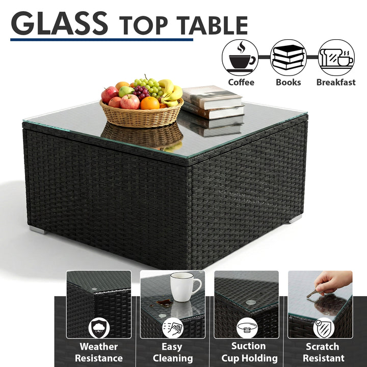 Aris Outdoor Garden Balcony Sofa Set 2 Double Seater, 4 Single seater 2 Double seater With 2 Center Table Set (Black)