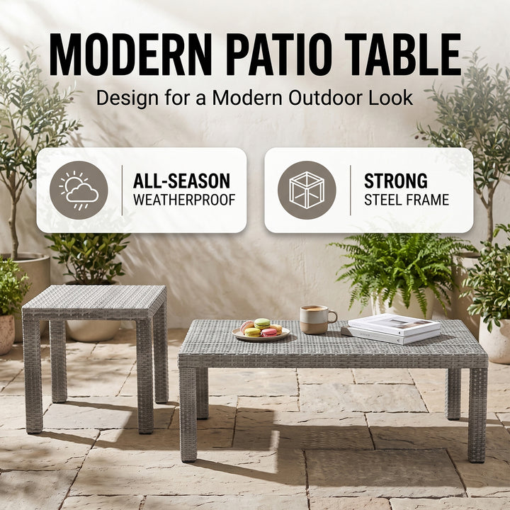 Floriana Outdoor Patio Sofa Set 3 Seater, 2 Single Seater , 2 Footstool , 1 Side table and 1 Center Table (Silver)