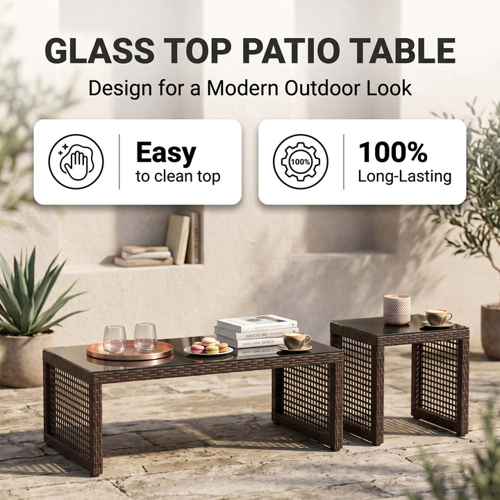 Coco Outdoor Sofa Set 3 Seater , 2 Single seater and 1 Center Table (Brown)
