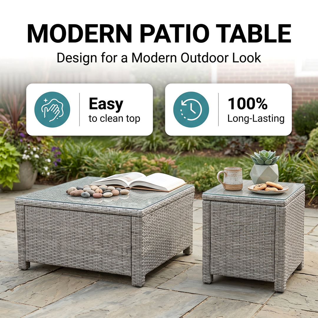 Krane Outdoor Garden Balcony Sofa Set 3 Seater, 2 Single seater, 1 Side table and 1 Center Table Conversation Set (Grey)