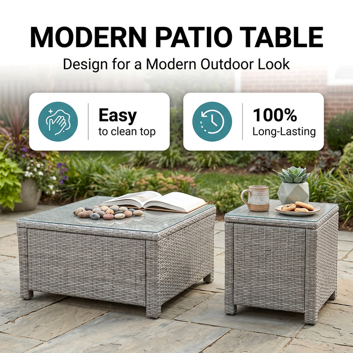 Krane Outdoor Garden Balcony Sofa Set 3 Seater, 2 Single seater, 1 Side table and 1 Center Table Conversation Set (Grey)
