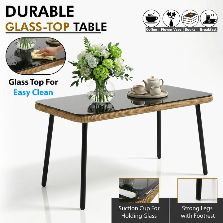 Kanto Outdoor Garden Balcony Sofa Set 2 Seater , 2 Single Seater 1 Center Table Braided and Rope