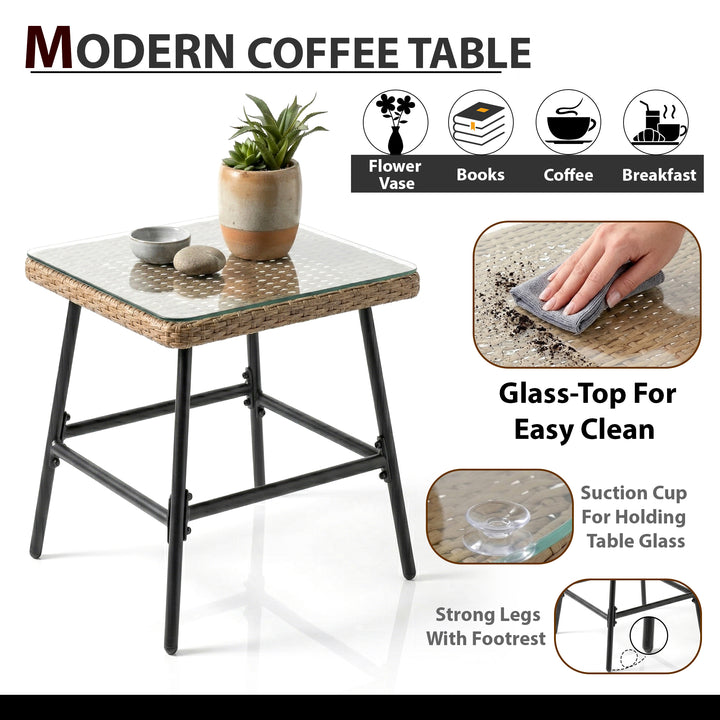 Keris Outdoor Patio Seating Set 2 Chairs and 1 table Set (Tan)