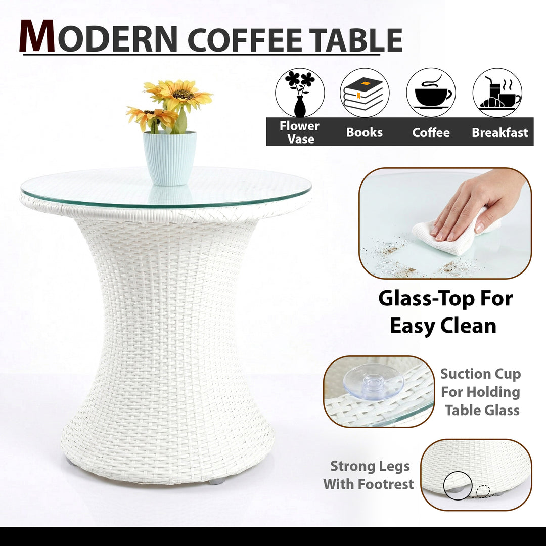 Vaaka Outdoor Patio Seating Set 2 Chairs and 1 Table Set (White)