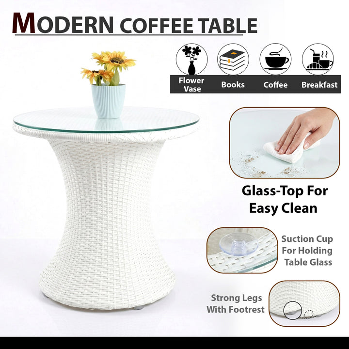 Vaaka Outdoor Patio Seating Set 2 Chairs and 1 Table Set (White)