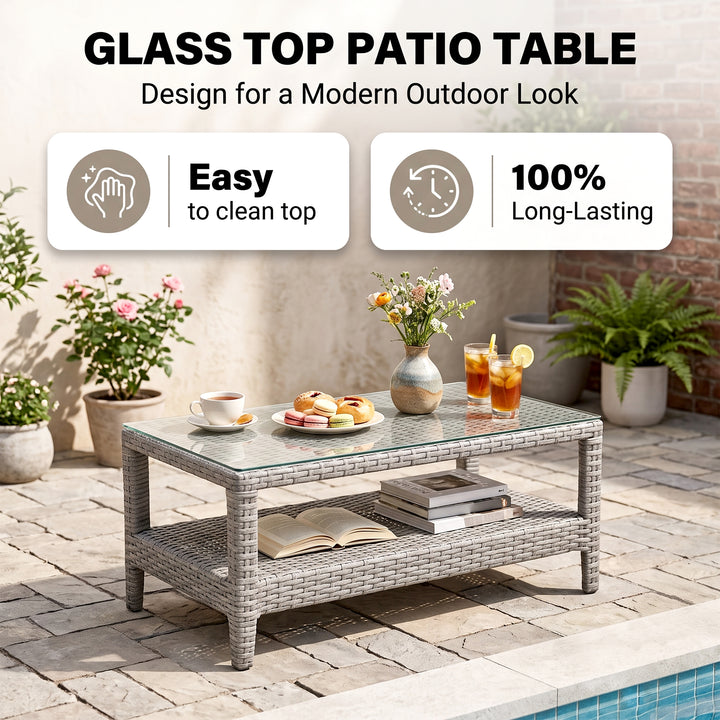 Bianchi Outdoor Sofa Set 2 Seater , 2 Single seater and 1 Center Table (Grey)