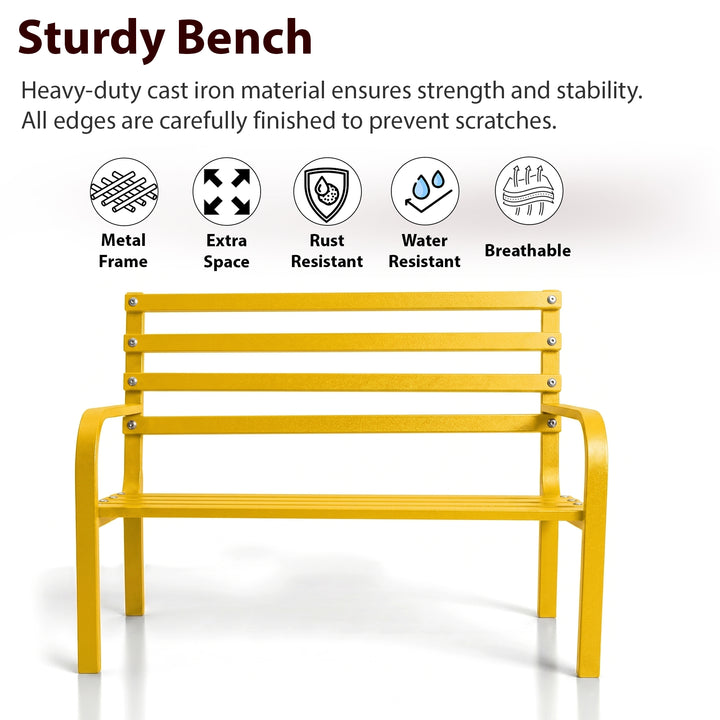 Spic Metal 2 Seater Garden Bench for Outdoor Park - (Yellow)