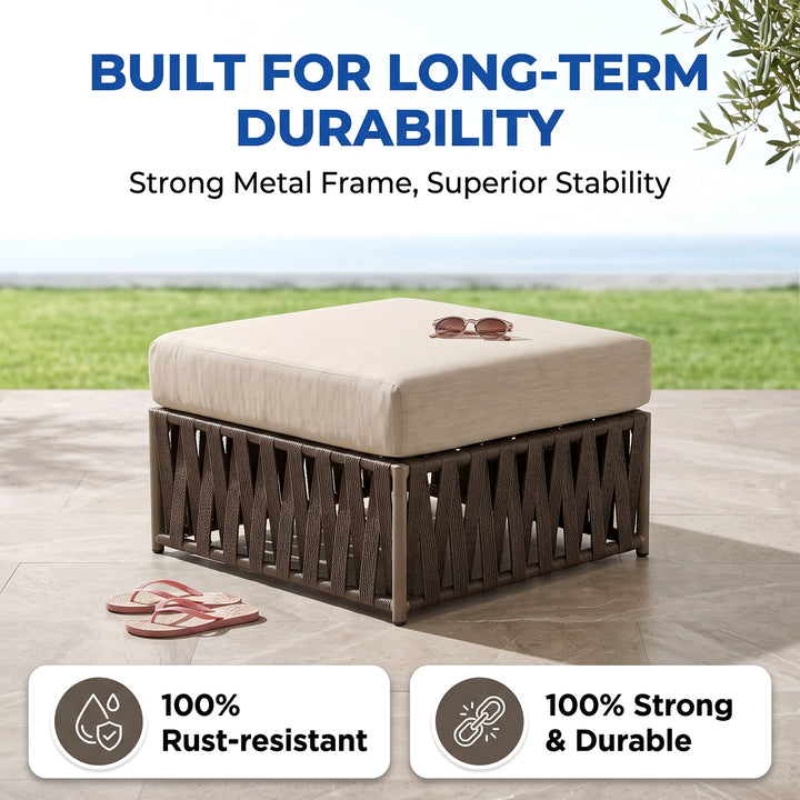 Adán Outdoor Sofa Set 3 Seater and 1 Center Table Set Braided & Rope