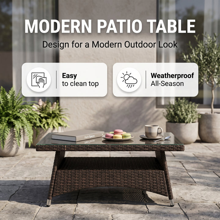 Italo Outdoor Sofa Set 2 Seater , 2 Single seater and 1 Center Table (Brown)