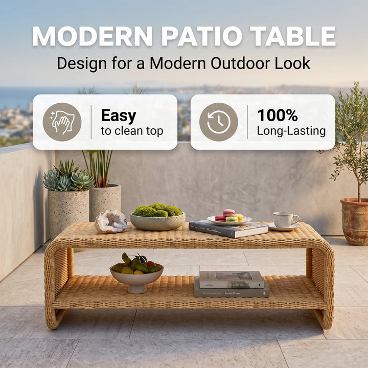 Alanna Outdoor Sofa Set 2 Seater, 1 Single seater and 1 Center Table (Light Brown)