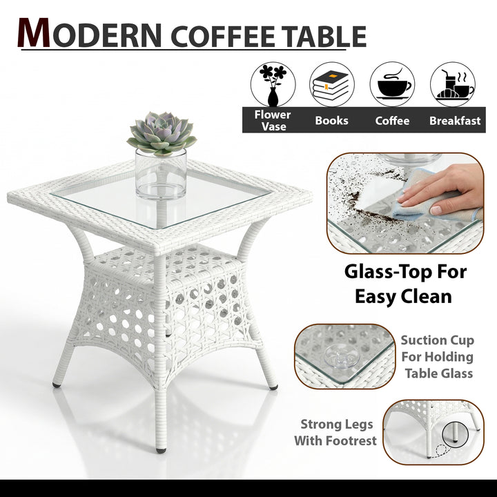 Koiki Outdoor Patio Seating Set 4 Chairs and 1 Table Set (White)