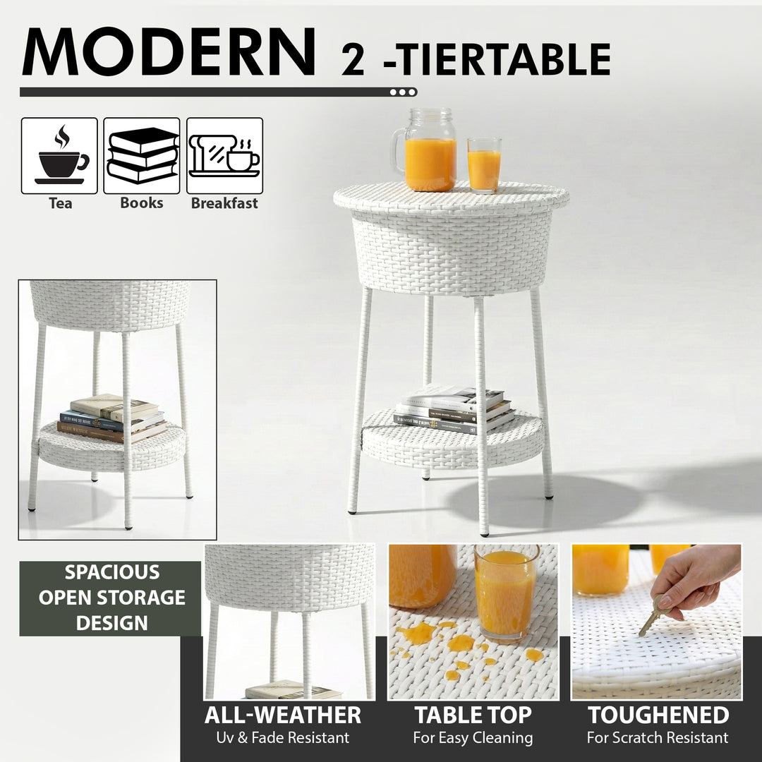 Karli Outdoor Sofa Set  2 Single seater with 2 ottoman and 1 Center Table (White)