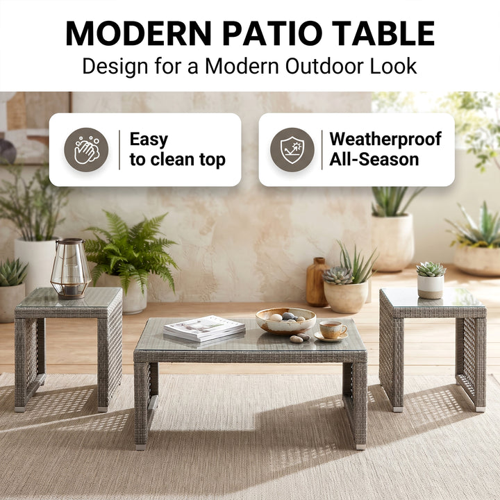 Malvolio Outdoor Set  1 Triple Seater, 1 Double Seater, 1 Single Seater, 2 Side table and 1 Center Table (Grey)