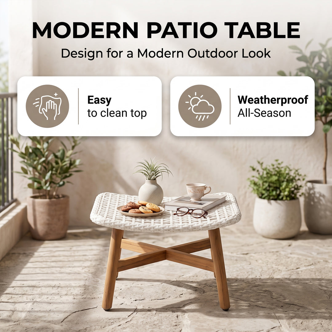 Areo Outdoor Patio Seating Set 2 Chairs and 1 table Set (White)