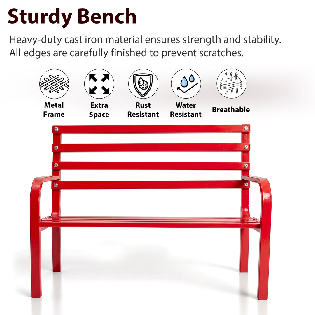 Nester Metal 2 Seater Garden Bench for Outdoor Park - (Red)