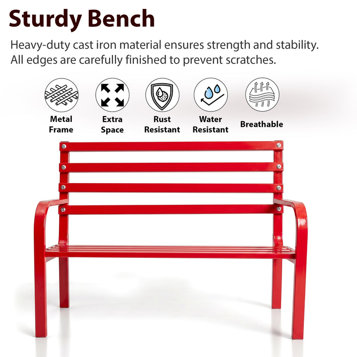 Nester Metal 2 Seater Garden Bench for Outdoor Park - (Red)