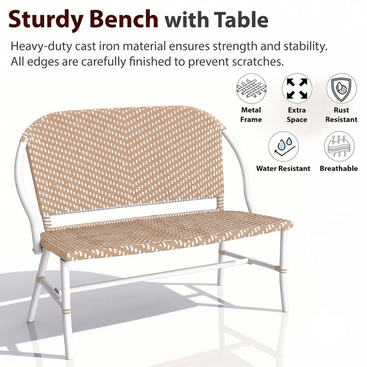 Conti Wicker 2 Seater Garden Bench for Outdoor Park