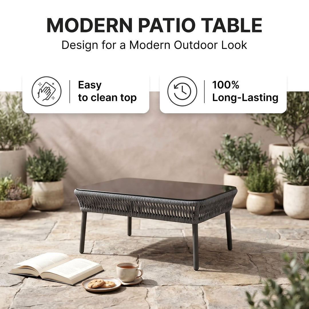 Mitya Outdoor Garden Balcony Sofa Set  5 Seater and 1 Center Table Set, Braid & Rope (Dark + Grey)
