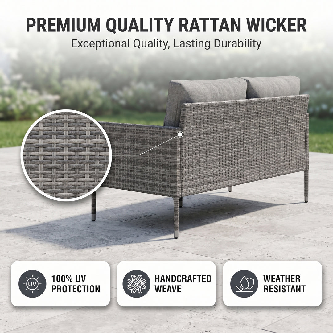 Mosè Outdoor Patio Sofa Set 2 Seater (Grey)