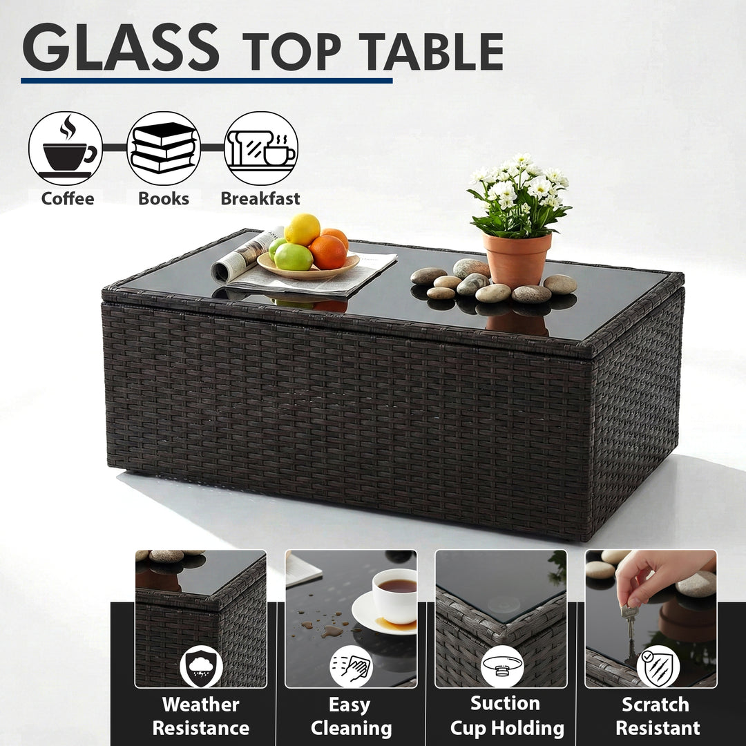 GRAVITO Outdoor Sofa Set 2 Seater, 2 Single seater and 1 Center Table (Brown)