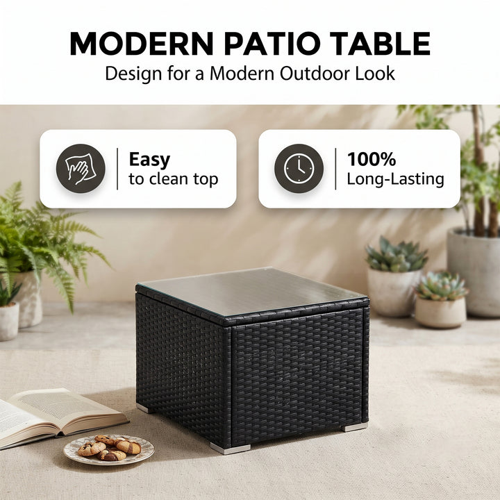Monaldo Outdoor Sofa Set 2 Single seater and 1 Center Table (Black + Red)