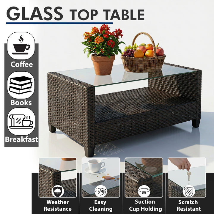 Amada Outdoor Sofa Set 2 Seater , 2 Single seater and 1 Center Table Set (Brown)