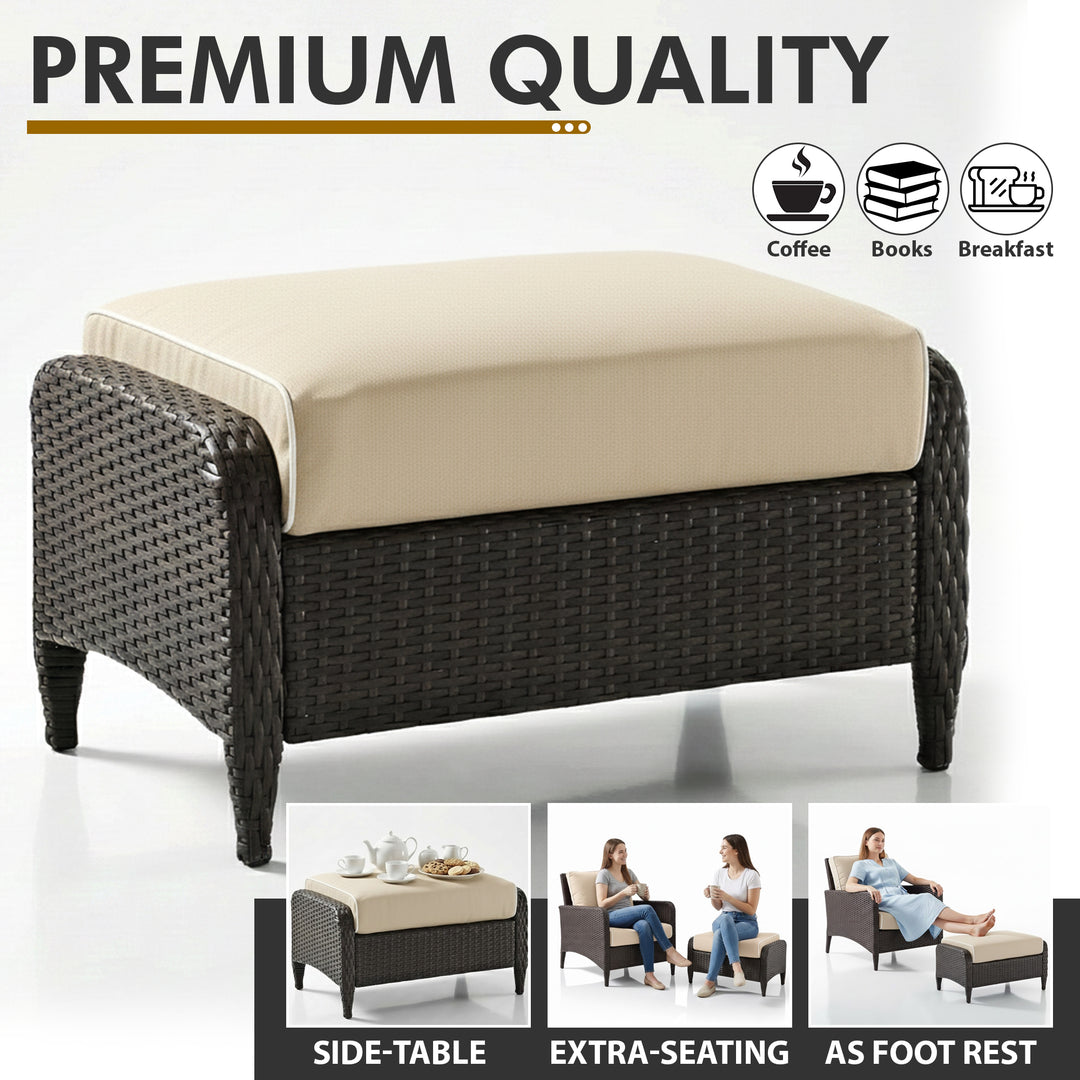 Eclore Outdoor Sofa Set  2 Single seater with 2 ottoman  (Brown)