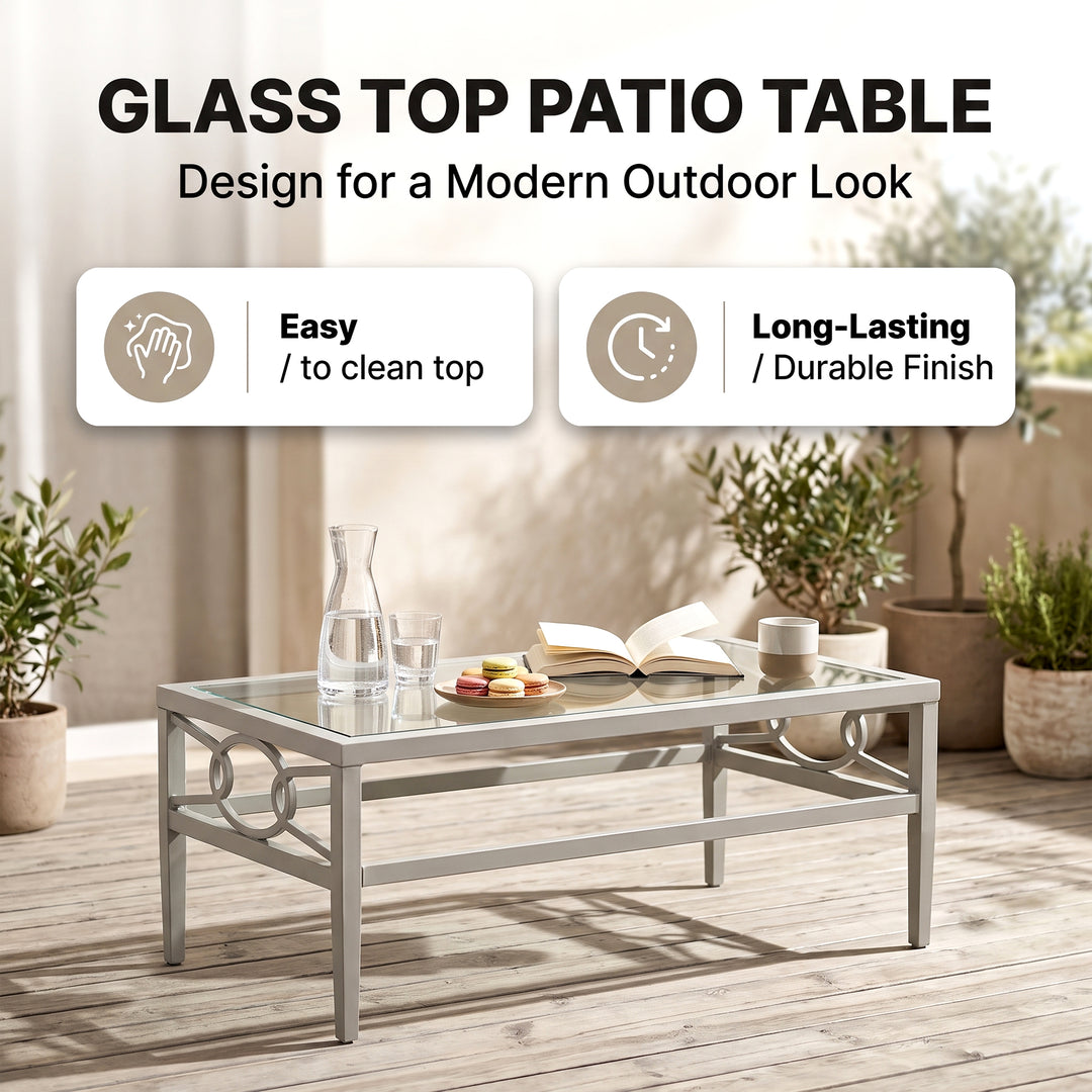 Duval Outdoor Sofa Set 2 Seater , 2 Single seater and 1 Center Table (White)