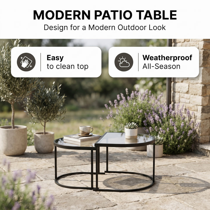 Perpetua Outdoor Sofa Set 2 Seater, 2 Single seater and 1 Center Table (Black)