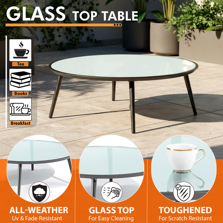 Rua Outdoor Garden Balcony Sofa Set 2 Seater , 2 Single Seater 1 Center Table Set (Dark Grey) Braided and Rope