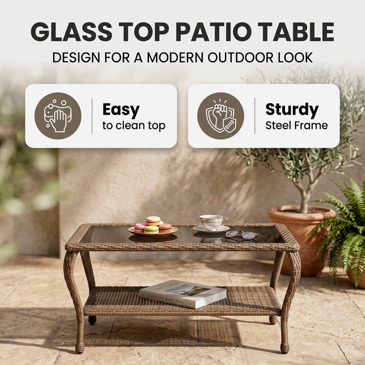 Dona Outdoor Sofa Set 2 Seater, 2 Single seater and 1 Center Table (Dark Brown)