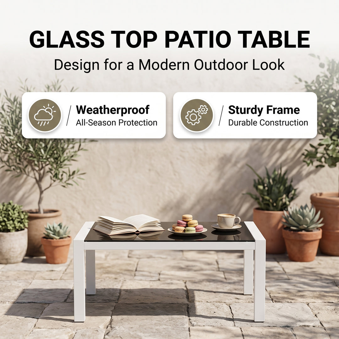 Dona Outdoor Sofa Set 2 Seater, 2 Single seater and 1 Center Table (White + Grey)
