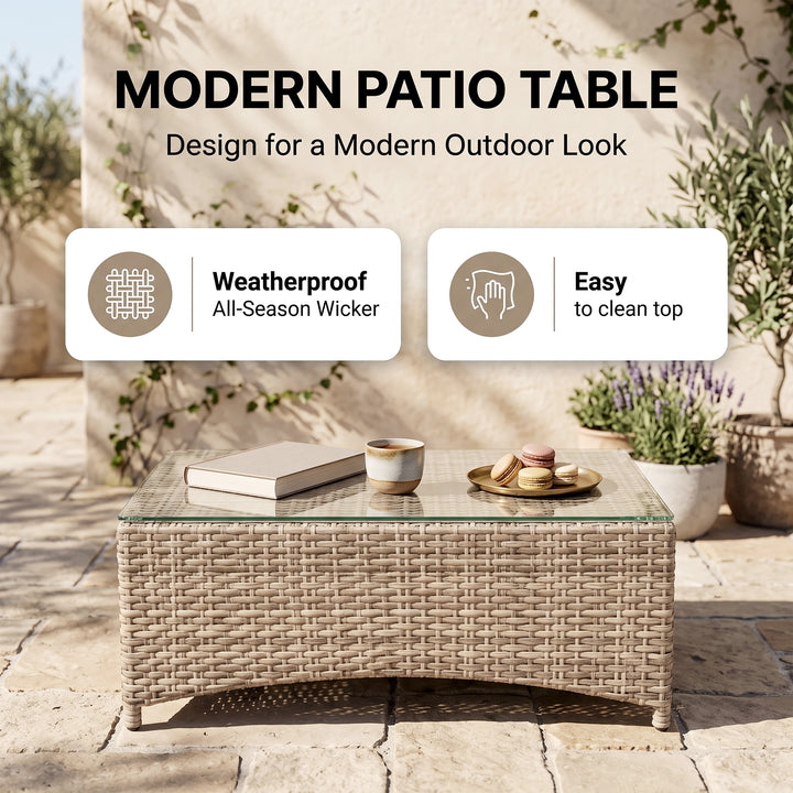 Gerardo Outdoor Sofa Set 2 Seater, 2 Single seater , 1 Center table (Seashell)