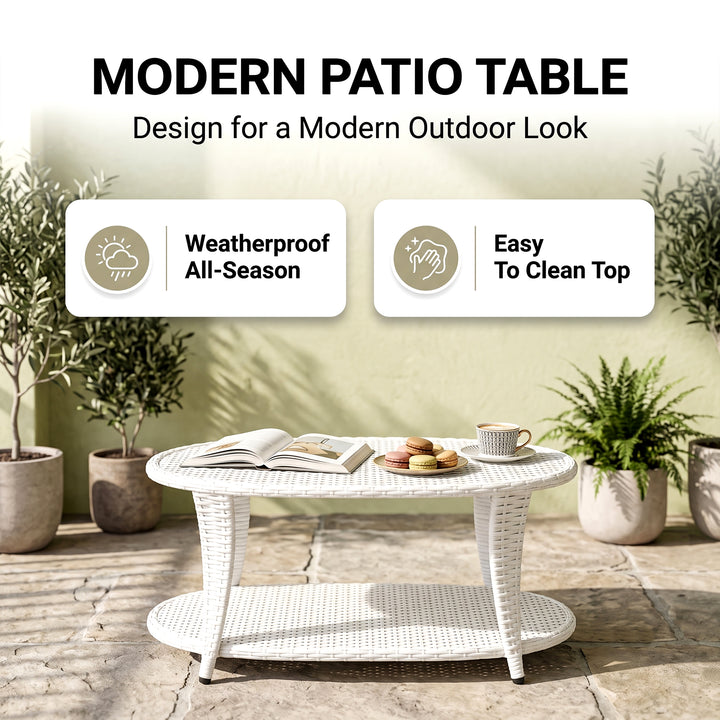 Milok Outdoor Sofa Set 2 Seater, 2 Single seater and 1 Center Table (White)