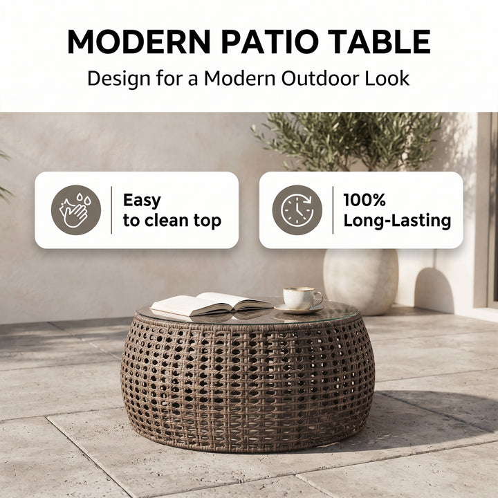 Lombardi Outdoor Sofa Set 2 Seater , 2 Single seater and 1 Center Table (Brown)