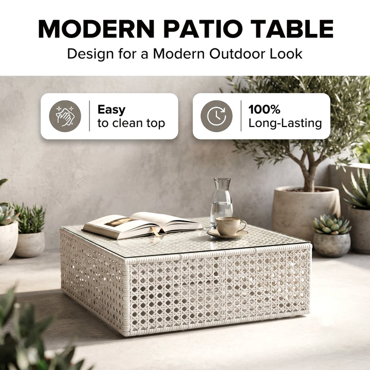 Ludovica Outdoor Patio Sofa Set 6 Seater , 1 Footstool , 1 Side table and 1 Center Table (White)