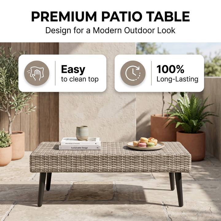 Bonfilia Outdoor Sofa Set 2 Seater, 2 Single seater and 1 Center Table (Seashell)