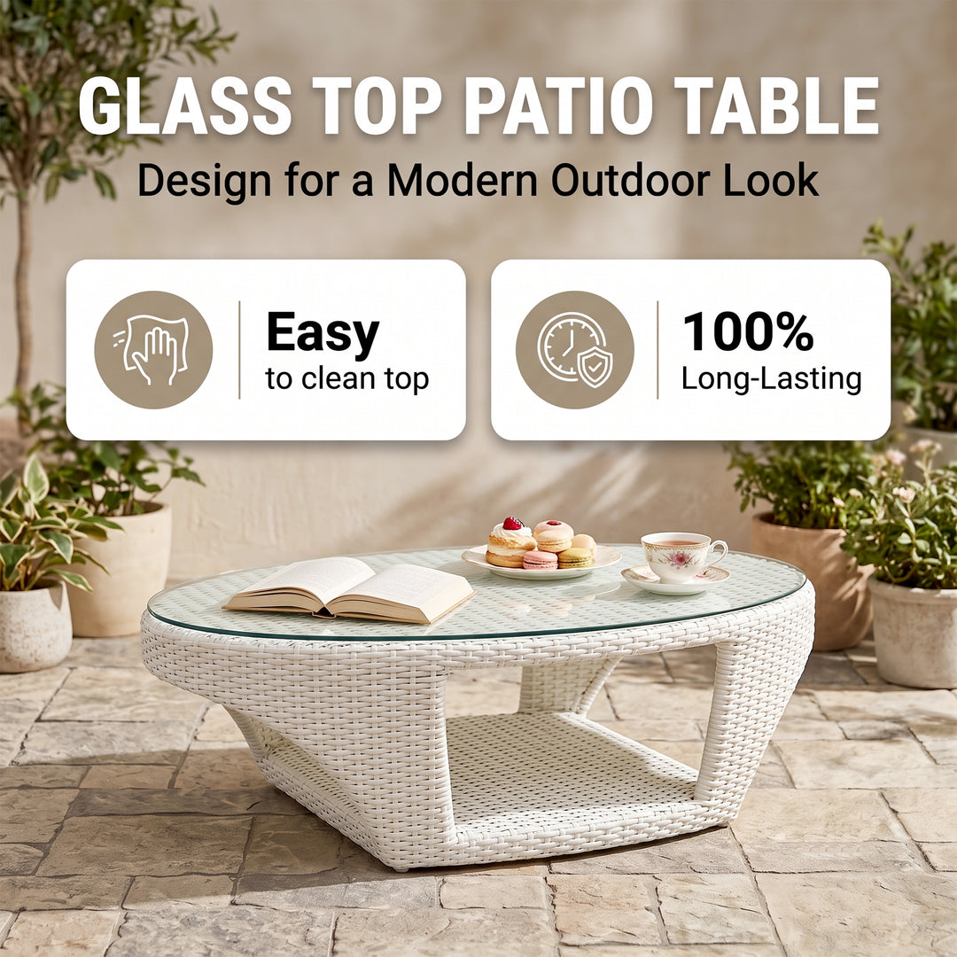 Arroz Outdoor Patio Seating Set 4 Single Seater and 1 Table Set (White)