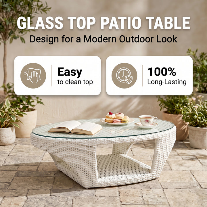 Arroz Outdoor Patio Seating Set 4 Single Seater and 1 Table Set (White)