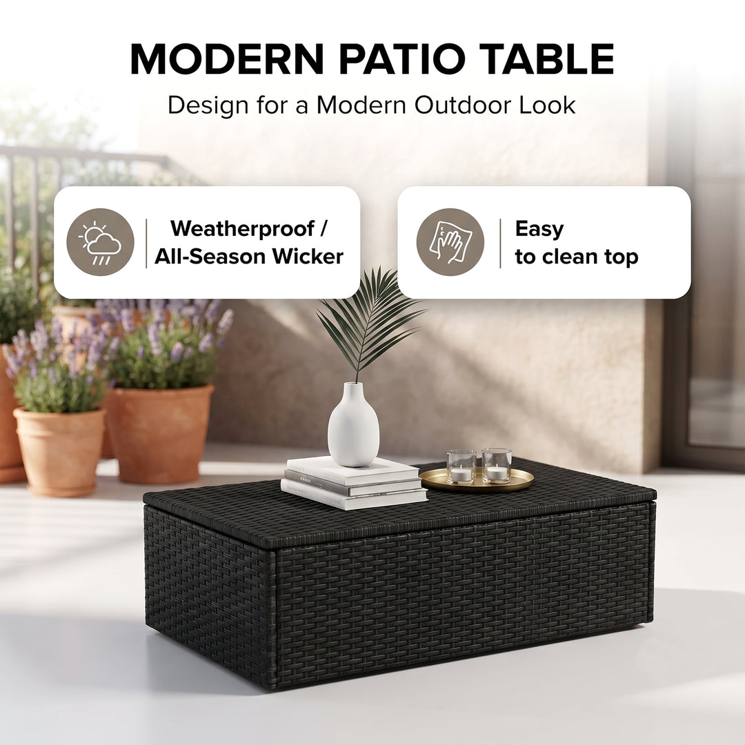 Girolamo Outdoor Sofa Set 2 Seater and 1 Center Table (Black + Beige)
